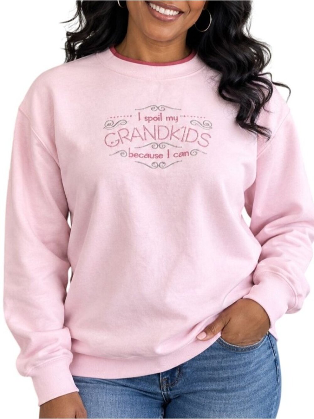 ME Sportswear Size Medium Sweatshirt I Spoil My Grandkids Embroidered Pink